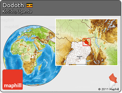 Physical Location Map of Dodoth, highlighted country