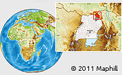 Physical Location Map of Dodoth, highlighted country, highlighted parent region, within the entire country