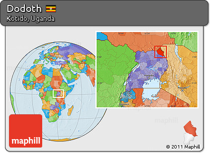 Political Location Map of Dodoth, within the entire country
