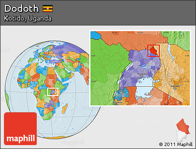 Political Location Map of Dodoth, within the entire country