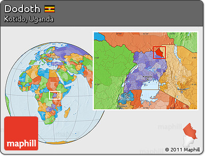 Political Location Map of Dodoth, within the entire country