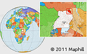Political Location Map of Dodoth, highlighted country, within the entire country