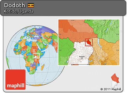 Political Location Map of Dodoth, highlighted country
