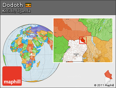 Political Location Map of Dodoth, highlighted country