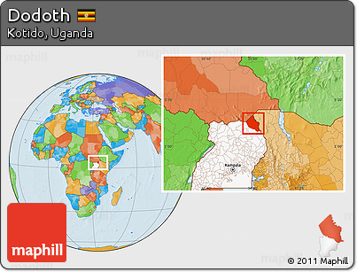 Political Location Map of Dodoth, highlighted country
