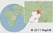 Savanna Style Location Map of Dodoth, highlighted country, highlighted parent region, hill shading
