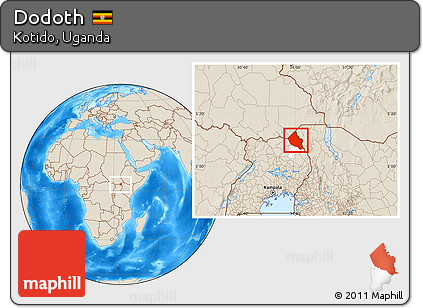 Shaded Relief Location Map of Dodoth, highlighted parent region