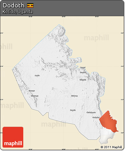 Classic Style Map of Dodoth, single color outside