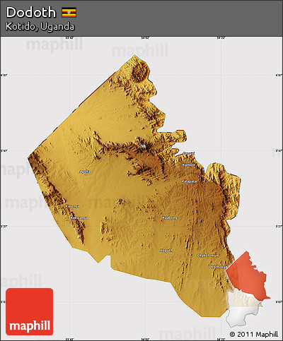 Physical Map of Dodoth, cropped outside