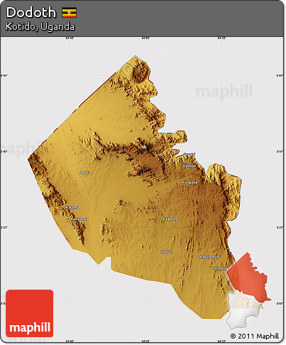 Physical Map of Dodoth, cropped outside