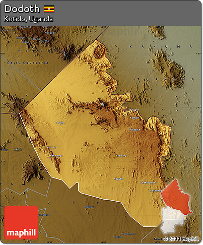 Physical Map of Dodoth, darken