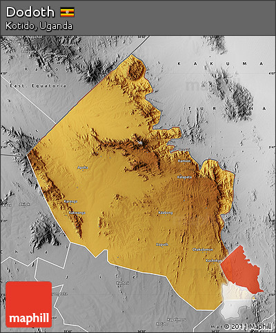 Physical Map of Dodoth, desaturated