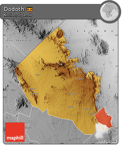 Physical Map of Dodoth, desaturated