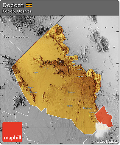 Physical Map of Dodoth, desaturated