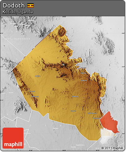 Physical Map of Dodoth, lighten, desaturated