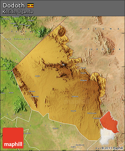 Physical Map of Dodoth, satellite outside