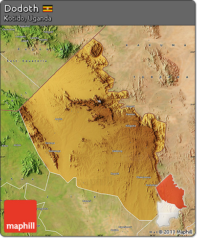 Physical Map of Dodoth, satellite outside