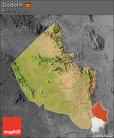 Satellite Map of Dodoth, darken, desaturated