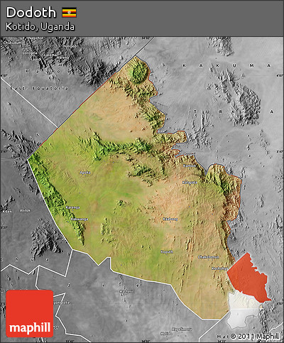 Satellite Map of Dodoth, desaturated