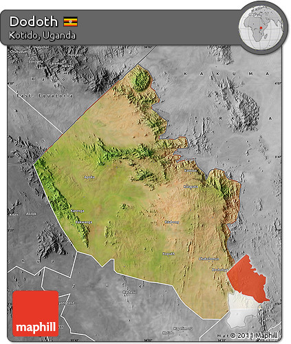 Satellite Map of Dodoth, desaturated
