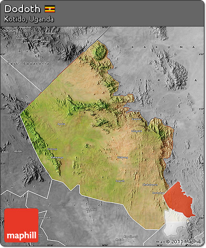 Satellite Map of Dodoth, desaturated