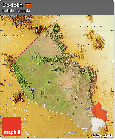 Satellite Map of Dodoth, physical outside