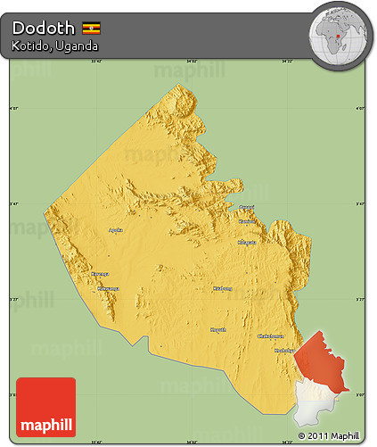 Savanna Style Map of Dodoth, single color outside