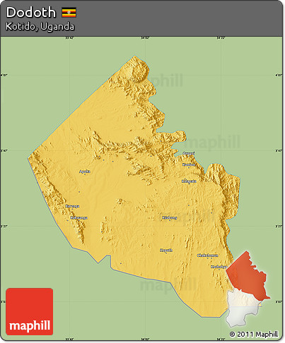 Savanna Style Map of Dodoth, single color outside
