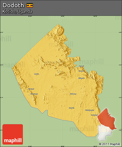 Savanna Style Map of Dodoth, single color outside