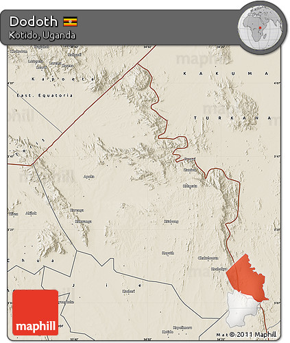 Shaded Relief Map of Dodoth