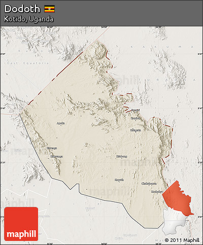 Shaded Relief Map of Dodoth, lighten