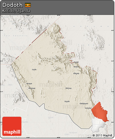Shaded Relief Map of Dodoth, lighten