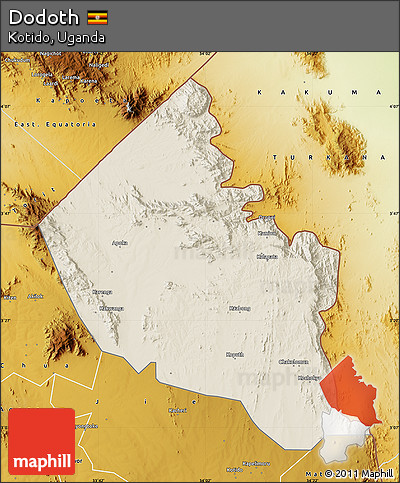 Shaded Relief Map of Dodoth, physical outside