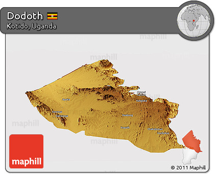 Physical Panoramic Map of Dodoth, cropped outside