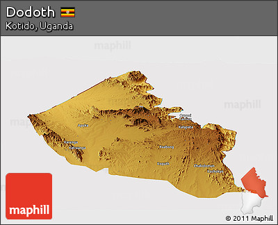 Physical Panoramic Map of Dodoth, cropped outside