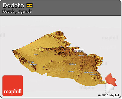Physical Panoramic Map of Dodoth, cropped outside