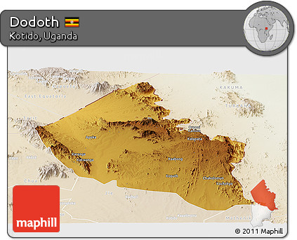 Physical Panoramic Map of Dodoth, lighten