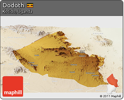 Physical Panoramic Map of Dodoth, lighten
