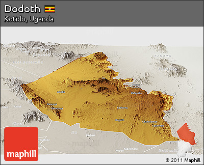 Physical Panoramic Map of Dodoth, lighten, semi-desaturated