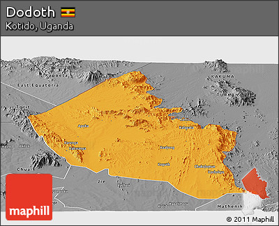 Political Panoramic Map of Dodoth, desaturated