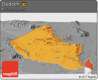 Political Panoramic Map of Dodoth, desaturated