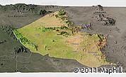 Satellite Panoramic Map of Dodoth, darken, semi-desaturated