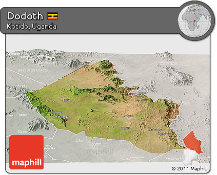 Satellite Panoramic Map of Dodoth, lighten, semi-desaturated