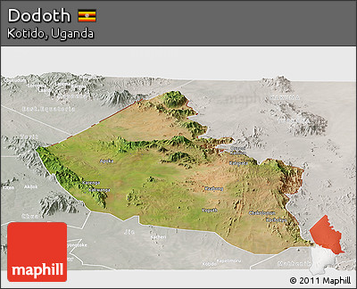 Satellite Panoramic Map of Dodoth, lighten, semi-desaturated