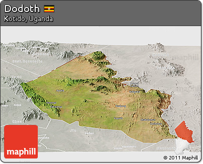 Satellite Panoramic Map of Dodoth, lighten, semi-desaturated