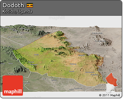Satellite Panoramic Map of Dodoth, semi-desaturated