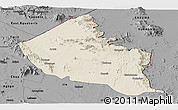 Shaded Relief Panoramic Map of Dodoth, darken, desaturated