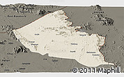 Shaded Relief Panoramic Map of Dodoth, darken