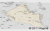 Shaded Relief Panoramic Map of Dodoth, desaturated