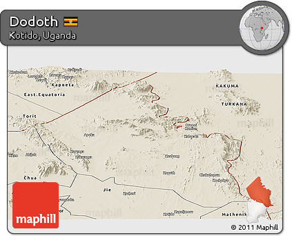 Shaded Relief Panoramic Map of Dodoth